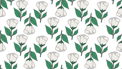 Floral plant seamless background. Vector