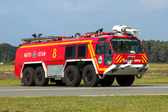 MAN airport crash tender fire truck on the tarmac of Kleine-Brogel Air Base. 