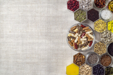 Herbal and mineral organic ingredients and capsules with dietary supplements