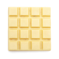 White chocolate bar isolated on white background. Top view, flat lay