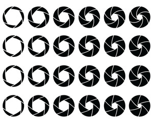 Set of different camera lens aperture values