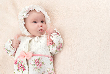 cute little baby girl  on bed