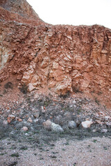 Martian relief. Lake in an old abandoned quarry.