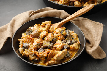 Chicken stroganoff - fried chicken fillet with mushrooms.