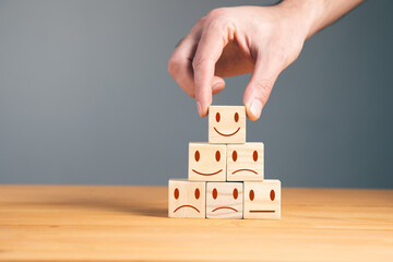 Customer hand showing a feedback