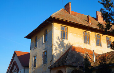 Fototapeta na wymiar Architectural detail in the historic centre of Lipova city, Arad, Romania, Europe
