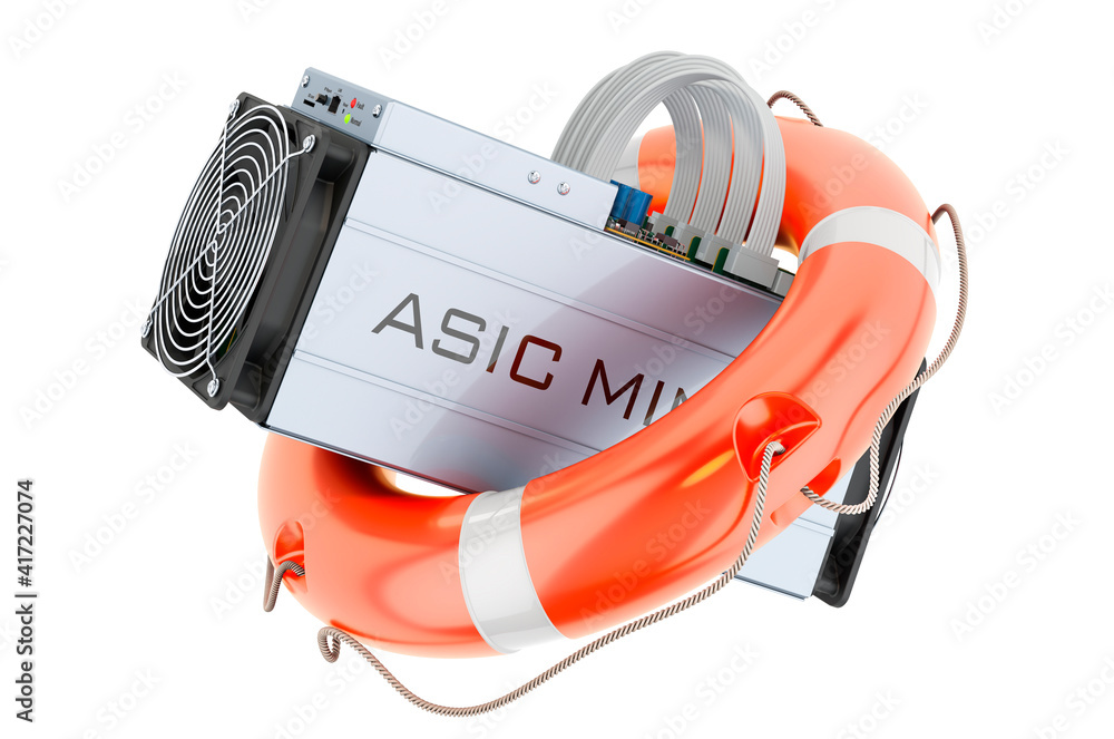 Poster asic miner, 3d rendering