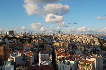Panoramic view of the city of Istanbul (Turkey), from the Galata tower. Golden Horn. Sunset