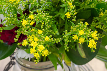 close up of a beautiful yellow bouquet of flowers