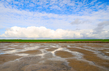 The Wadden Sea National Park near the Peninsula Nordstrand in Germany, Europe