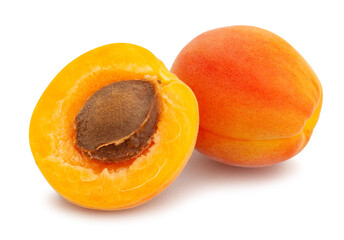 sliced apricot path isolated on white