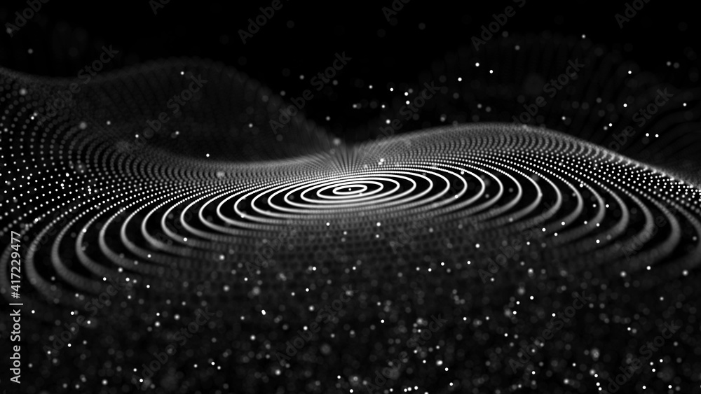 Fototapete Grid of internet technologies. Abstract background with cobwebs. Large amount of data. 3d rendering.