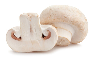 Fototapeta na wymiar sliced mushrooms path isolated on white