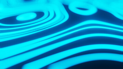An abstract blue neon pattern 3D render