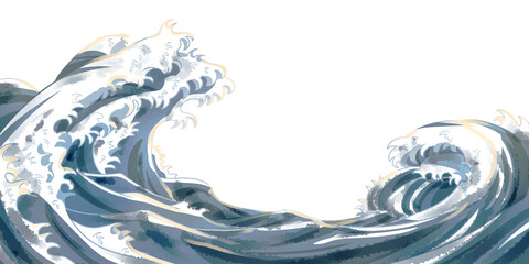 海　和風　灰色　水彩風