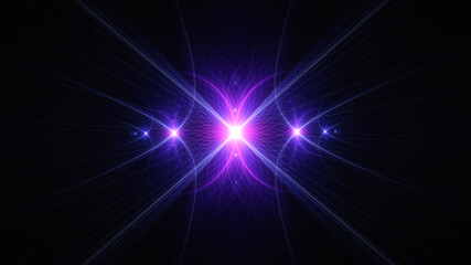 Abstract background, smooth blue and red lines on a black background.