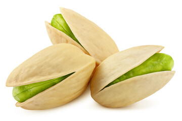 pistachio isolated on white background, clipping path, full depth of field