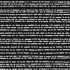 Horizontal vector broken stripes as seamless repeat pattern with black background.