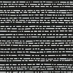 Horizontal vector broken stripes as seamless repeat pattern with black background.