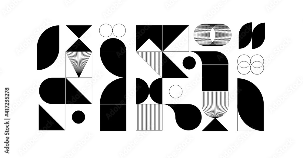 Wall mural modern abstract background with geometric shapes and halftone textures. geometric pattern in scandin