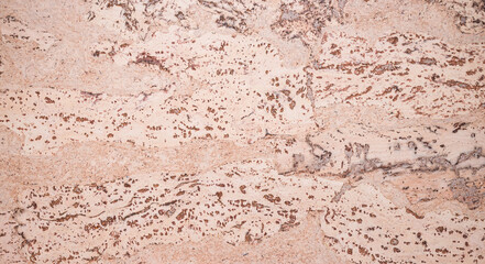 Closed up of panoramic brown cork board texture for banner background.