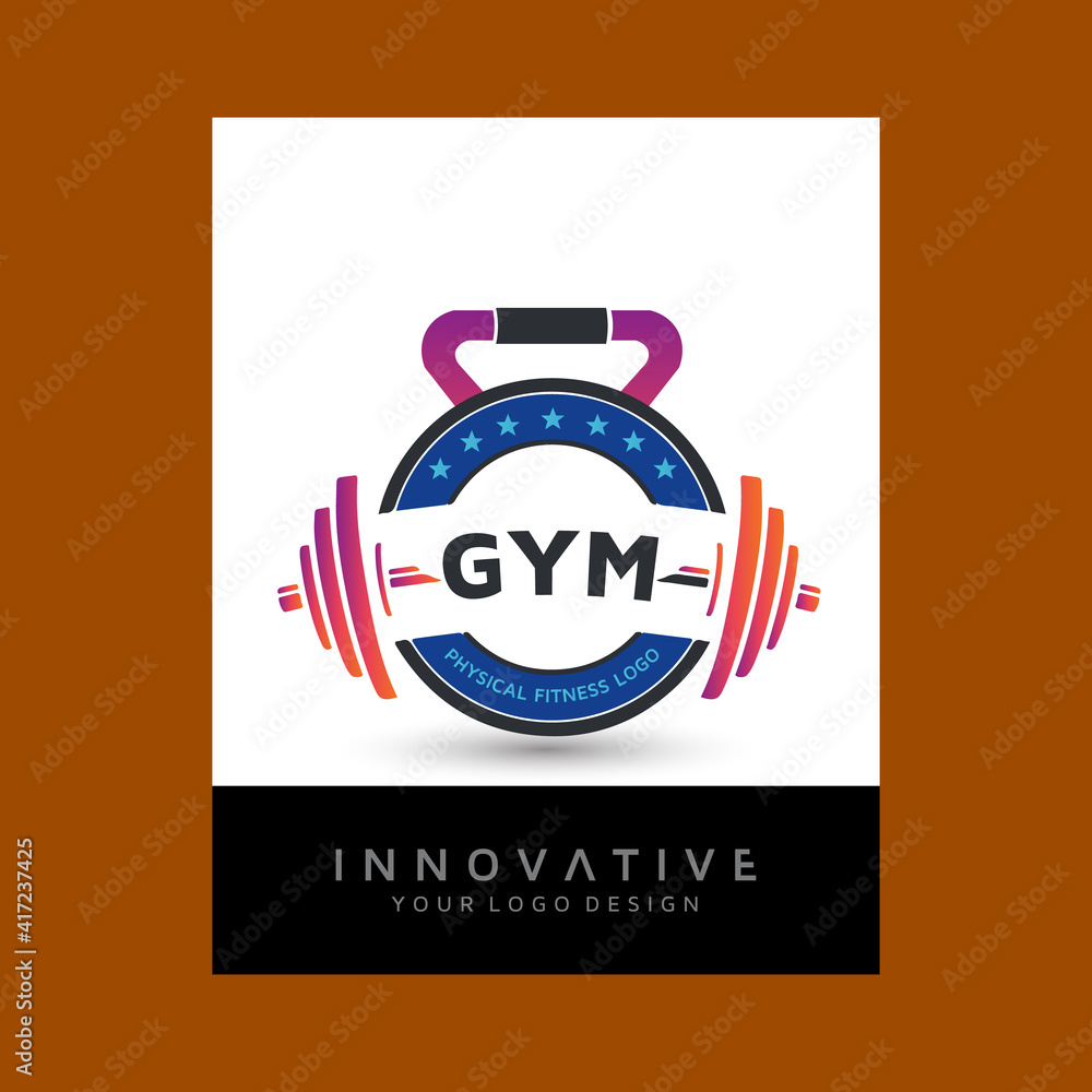 Wall mural gym and fitness center logo design. Modern vector logo design template design.