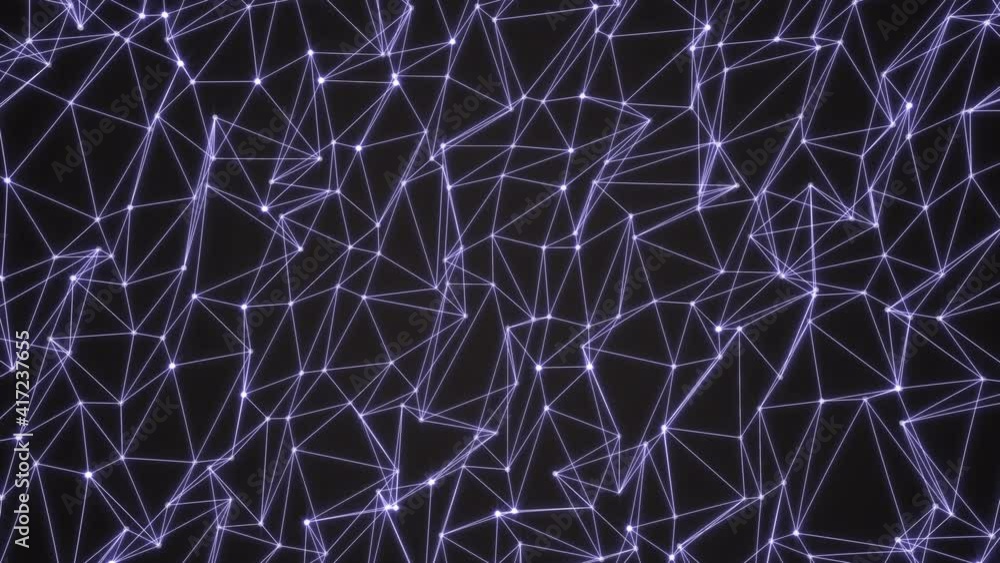 Aufkleber violet triangles with glowing tops in abstract geometric net. seamless loop polygonal motion graphic