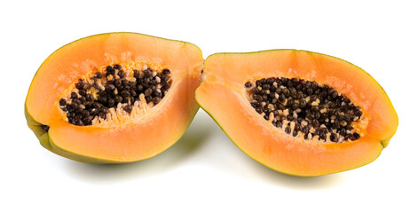 Exotic fruit papaya cut in half