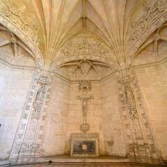 Chapterhouse in Jeronimos Monastery is the tomb of Alexandre Herculano. Jeronimos Monastery (Mosteiro dos Jeronimos) was completed in 1544 and is UNESCO World Heritage Site, Lisbon, Portugal.