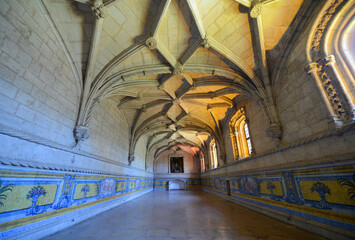 Refectory tiled with 18th century azulejos in Jeronimos Monastery. Jeronimos Monastery (Mosteiro...