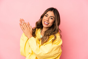 Young caucasian woman isolated feeling energetic and comfortable, rubbing hands confident.