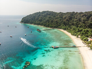 Aerial Shot of Pulau Lang Tengah in Malaysia - obrazy, fototapety, plakaty