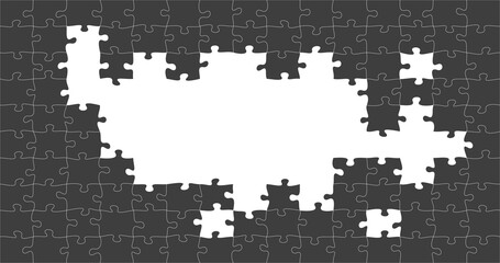 BlackJigsaw puzzle with pieces missing. solve the puzzle task, Stock Vector illustration isolated
