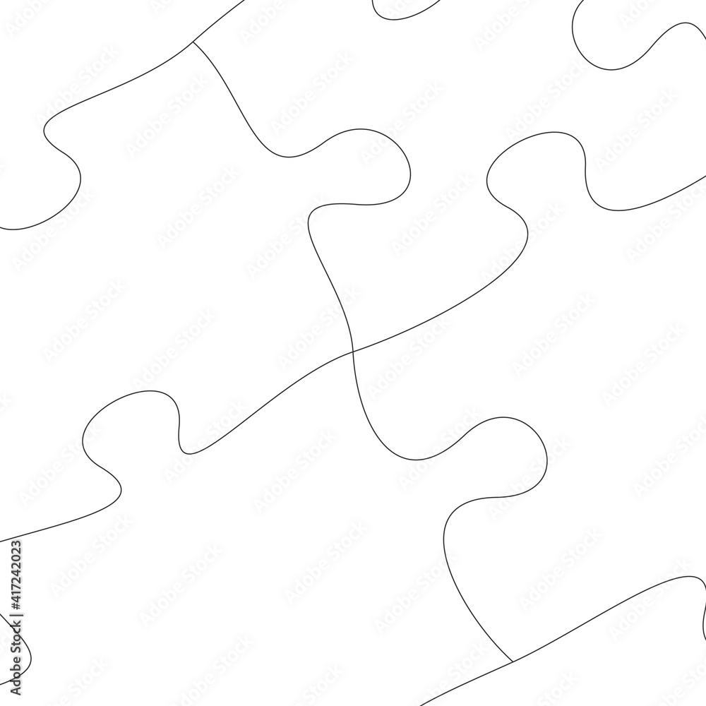 Poster linear puzzles blank template with linked jigsaw pieces. mosaic background for thinking game with jo