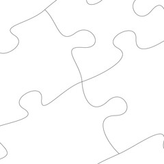 Linear Puzzles blank template with linked Jigsaw pieces. Mosaic background for thinking game with join details. Vector illustration.
