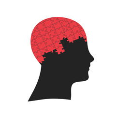 Brain head puzzle, thinking process, new idea concept. Stock Vector illustration isolated on white background.