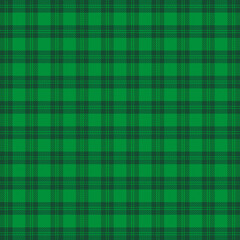 St. Patricks day tartan plaid. Scottish pattern in green and dark green cage. Scottish cage. Traditional Scottish checkered background. Seamless fabric texture. Vector illustration