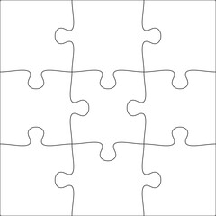 3x3 Jigsaw puzzle blank template background light lines. every piece is a single shape. Vector illustration