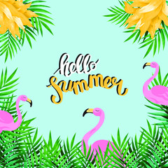 A ''Hello Summer'' poster, banner, postcard for summer topics on websites, blogs for print. Vector illustration. EPS10.