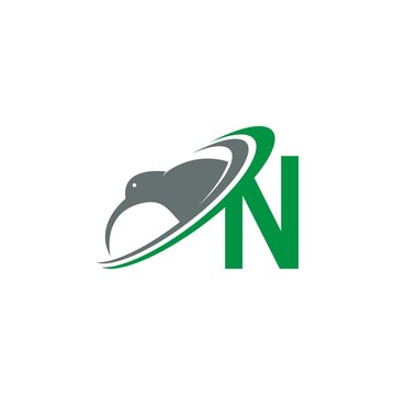 Letter N with kiwi bird logo icon design vector