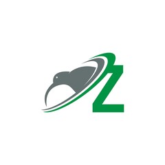 Letter Z with kiwi bird logo icon design vector