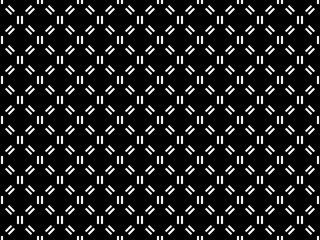 Seamless of abstract pattern. Design equal symbol white on black. Design print for illustration, texture, textile, wallpaper, background, metal.