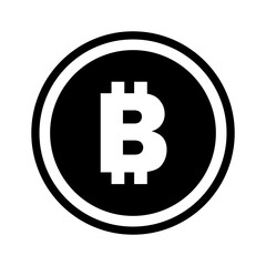 Bitcoin symbol icon, black and white design. Crypto payment. Vector illustration