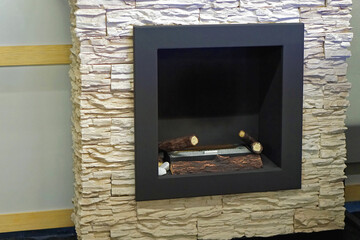 Black square fireplace