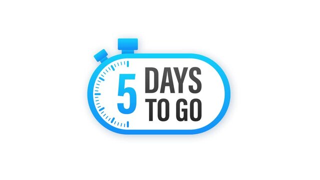 5 Days to go. Countdown timer. Clock icon. Time icon. Count time sale. Motion design.