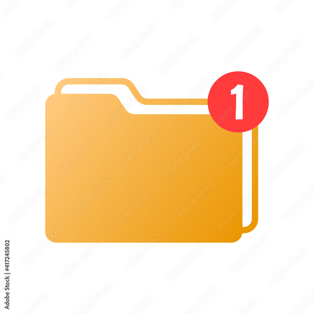 Poster folder new message icon. vector icon of new file in folder in flat style. vector folder icon for web