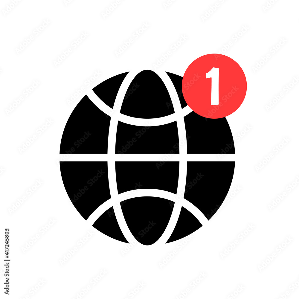 Poster globe new message icon. new message vector icon in flat style. icon for web design and graphic inter