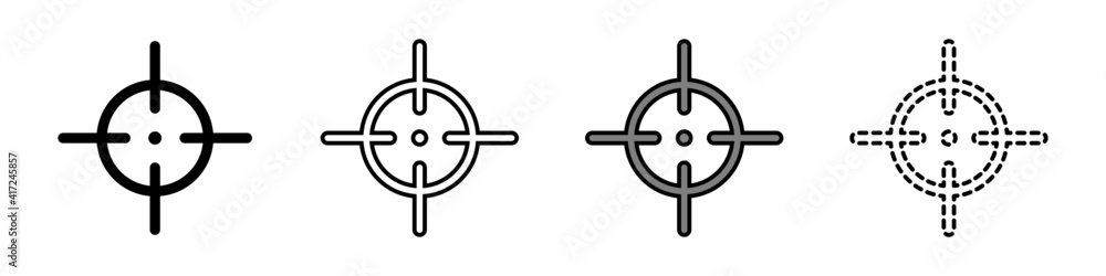 Poster targets vector set. targets icons set in flat style. a set of scopes for games. vector illustration.