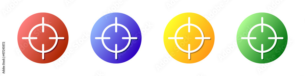 Poster targets icons set. vector set of colored targets buttons in flat style. concept icons with targets f