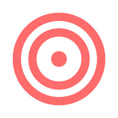Red target vector icon in flat style isolated on white background. Vector illustration.
